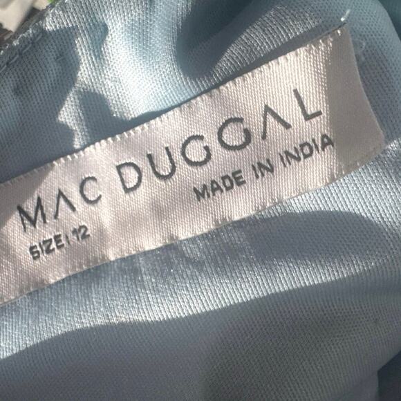 Mac Duggal Sequined High Neck Cap Sleeve A Line Gown Ice Blue Multi Size 12 NWT - Picture 12 of 13